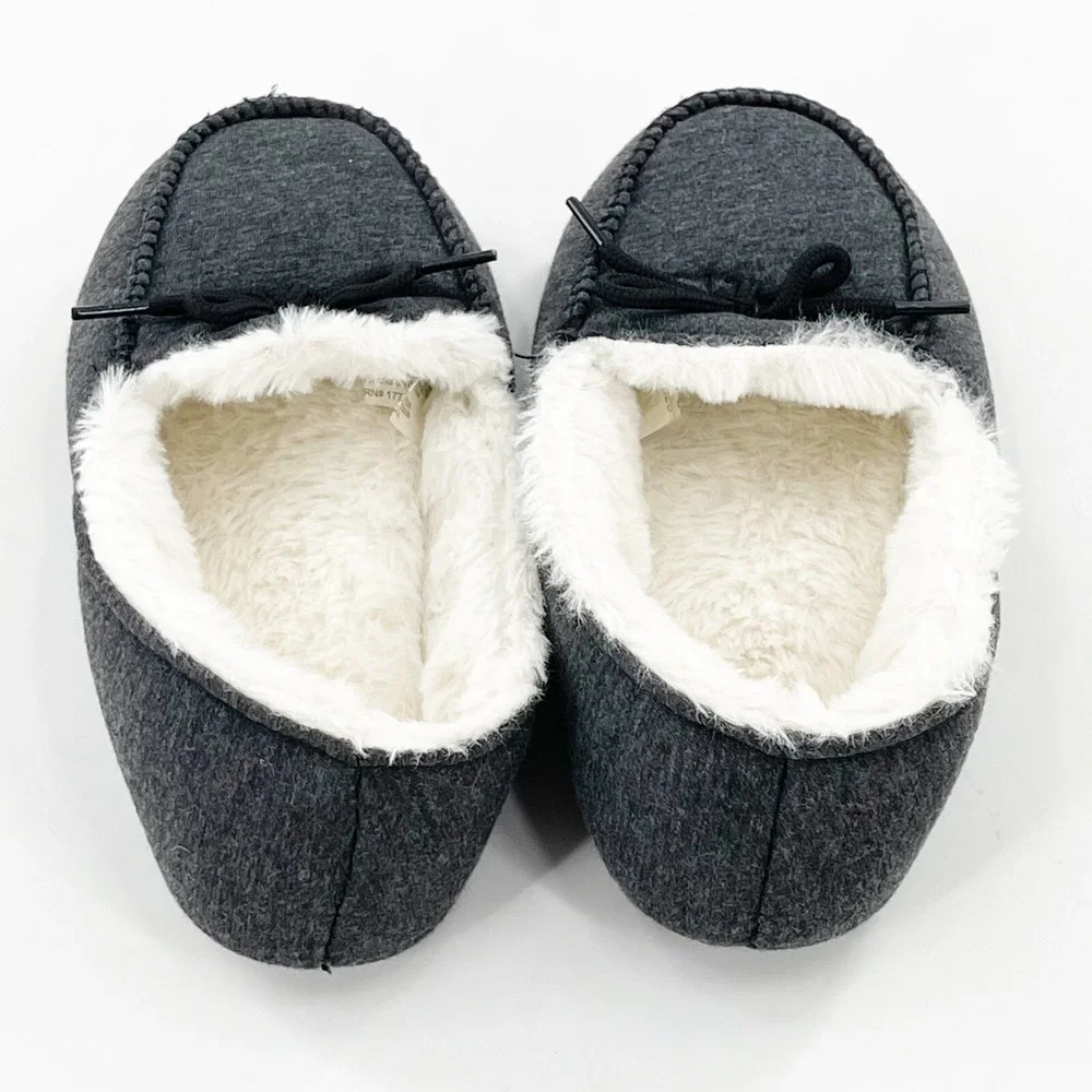 Target Boy Girl Faux‎ Fur Lining Moccasins Slippers Shoes Grey Medium 2-3